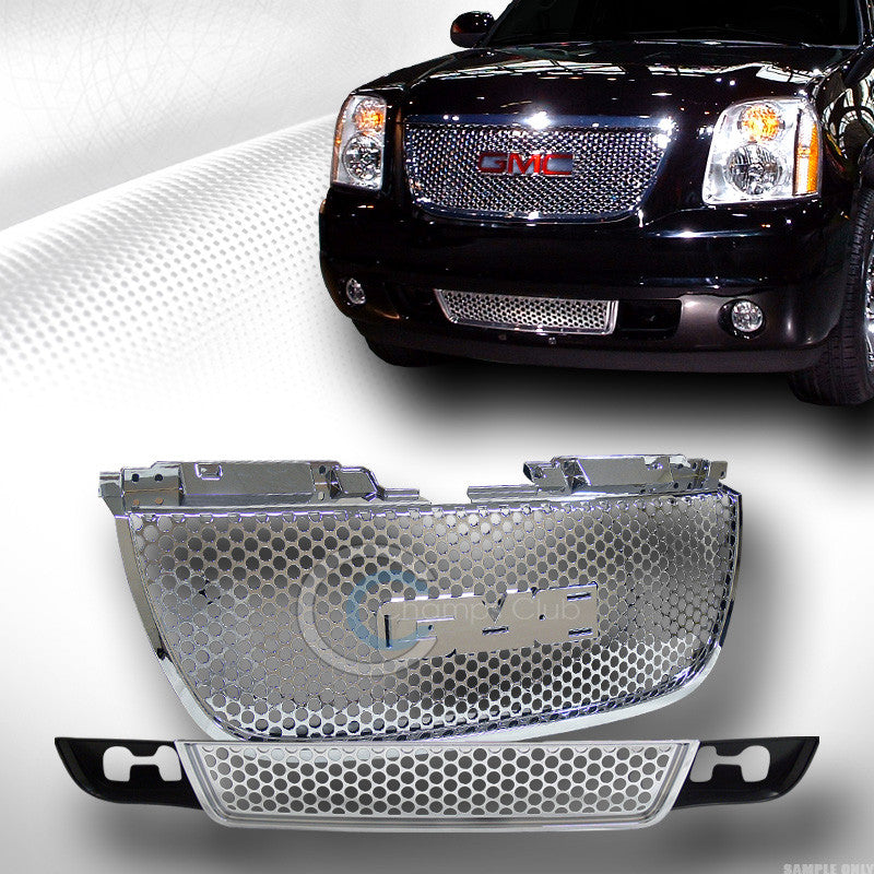 CHROME 2007-2012 GMC YUKON/DENALI ROUND HOLE MESH UPPER+LOWER FRONT GRILL GRILLE
