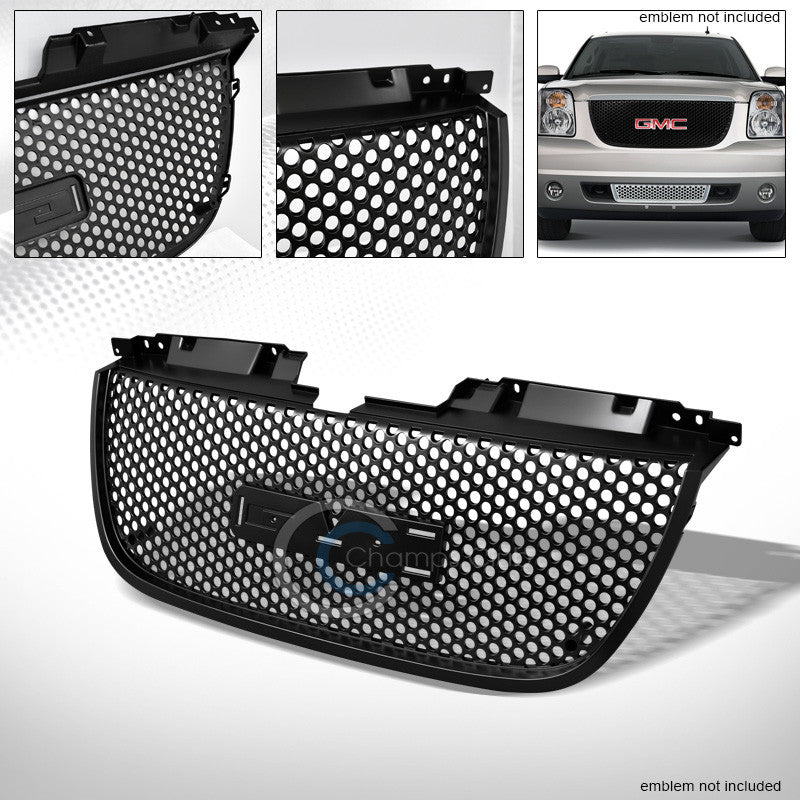 MATTE BLK ROUND HOLE MESH FRONT HOOD BUMPER GRILL GRILLE 07-12 GMC YUKON DENALI