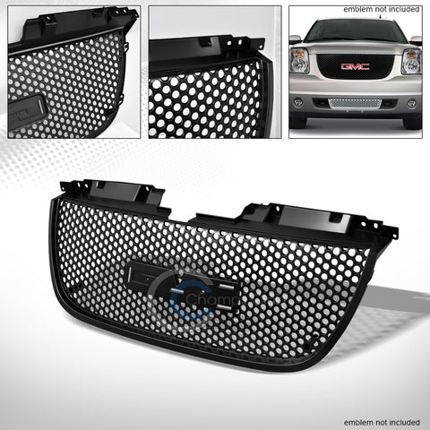 MATTE BLK ROUND HOLE MESH FRONT HOOD BUMPER GRILL GRILLE 07-12 GMC YUKON DENALI