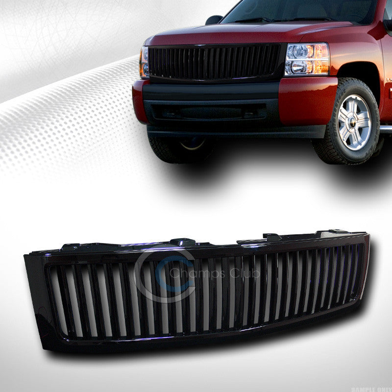 BLK VERTICAL FRONT HOOD BUMPER GRILL GRILLE COVER ABS 07-13 CHEVY SILVERADO 1500