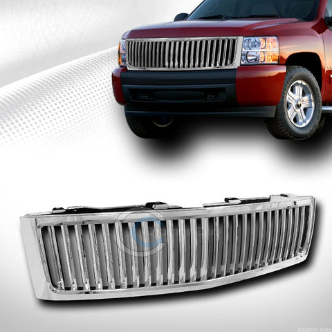 CHROME VERTICAL FRONT HOOD BUMPER GRILL GRILLE COVER 07-13 CHEVY SILVERADO 1500