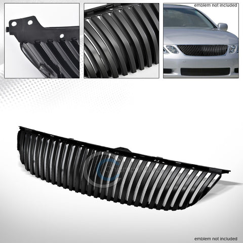 MATTE BLK VERTICAL FRONT HOOD BUMPER GRILL GRILLE 06-07 LEXUS GS300/GS350/GS430