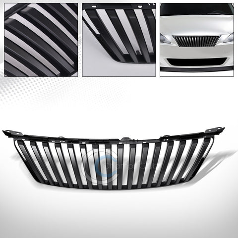 BLACK VERTICAL FRONT HOOD BUMPER GRILL GRILLE COVER ABS 06-08 LEXUS IS250/IS350