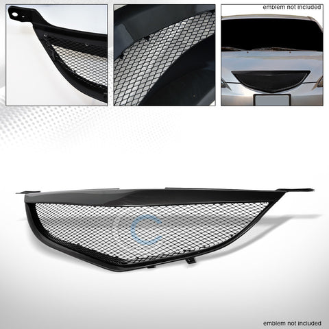 BLACK ALUMINUM MESH SPORT FRONT HOOD GRILL GRILLE 04-06 MAZDA 3 MAZDA3 4DR/SEDAN