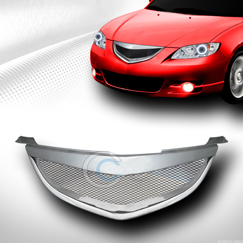 CHROME ALUMINUM MESH FRONT BUMPER GRILL GRILLE COVER 04-06 MAZDA 3 MAZDA3 SEDAN