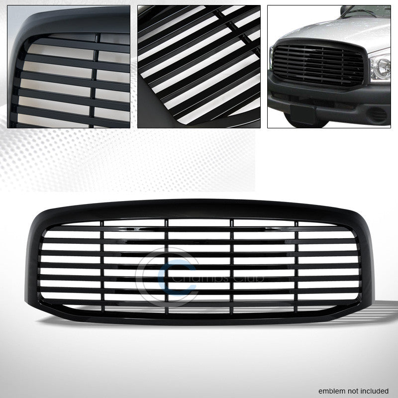 BLK HORIZONTAL FRONT HOOD BUMPER GRILL GRILLE GUARD COVER ABS 06-08/09 DODGE RAM