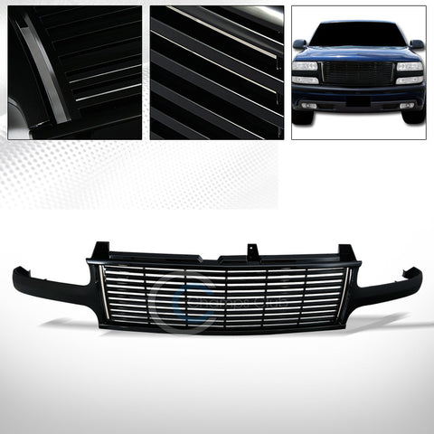 BLK HORIZONTAL FRONT HOOD BUMPER GRILL GRILLE 99-02 SILVERADO/00+ TAHOE SUBURBAN