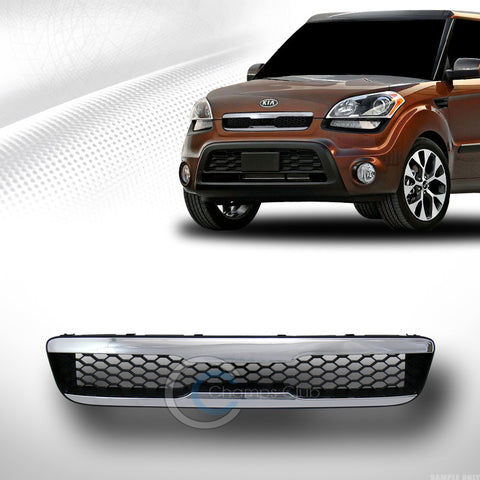 BLK CHROME HONEYCOMB MESH FRONT HOOD BUMPER GRILL GRILLE FOR 2010-2011 KIA SOUL