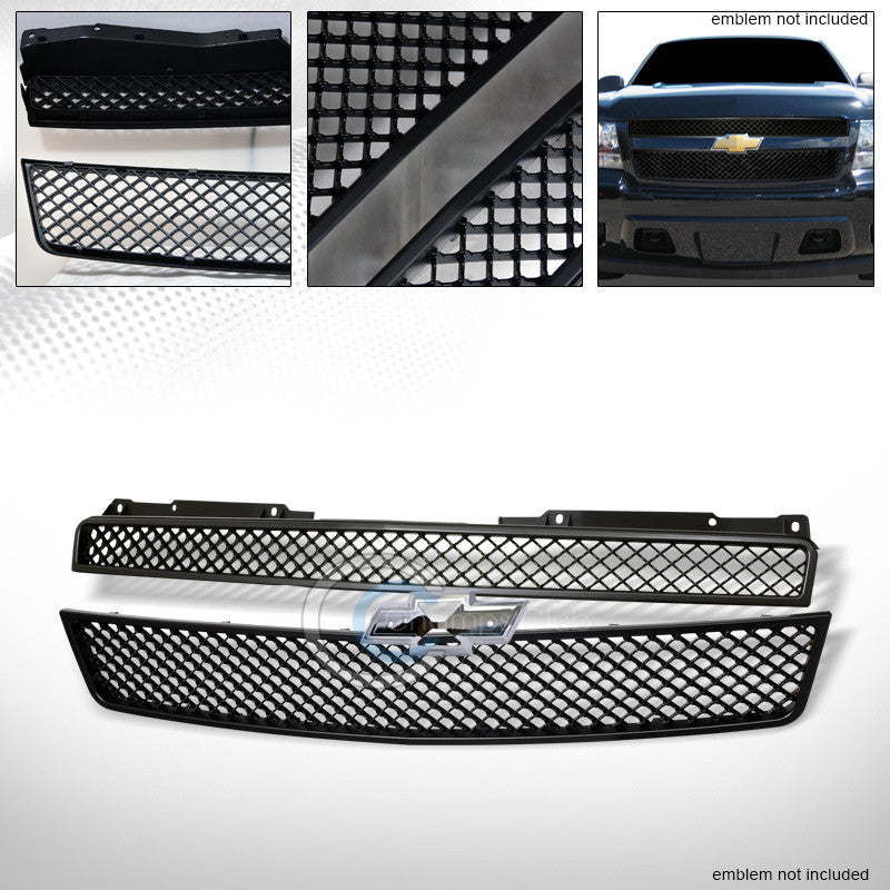 MATTE BLK MESH FRONT HOOD BUMPER GRILL GRILLE ABS 07-14 TAHOE/SUBURBAN/AVALANCHE