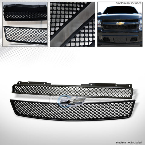 MATTE BLK MESH FRONT HOOD BUMPER GRILL GRILLE ABS 07-14 TAHOE/SUBURBAN/AVALANCHE