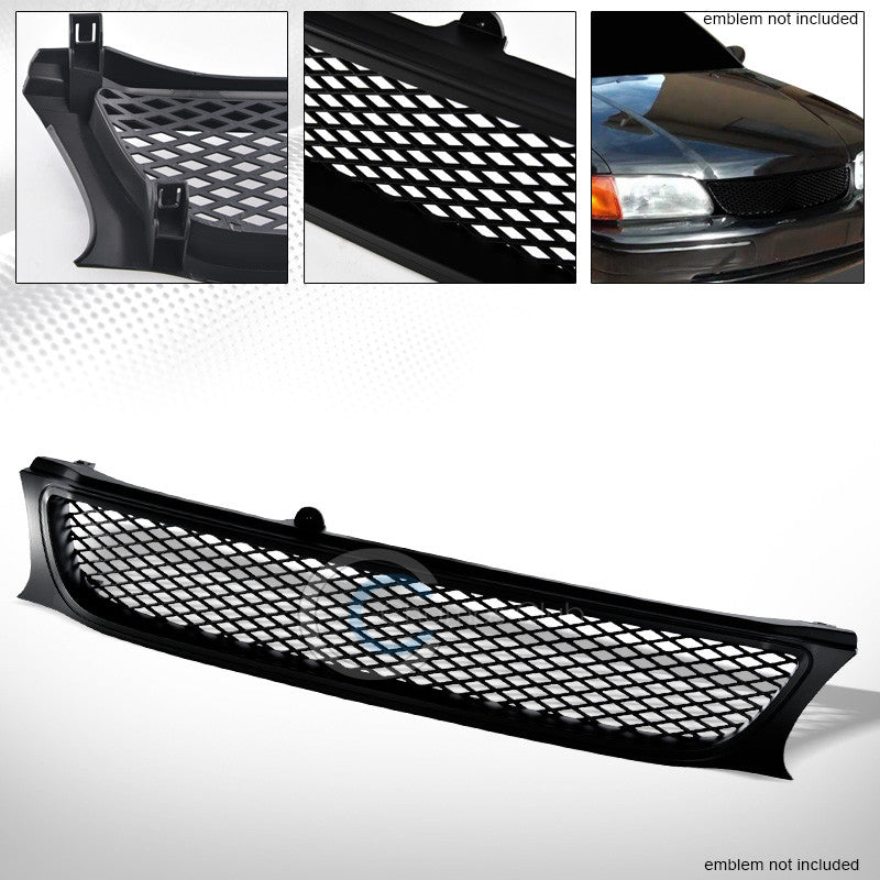 MATTE BLACK TR MESH FRONT HOOD BUMPER GRILL GRILLE COVER ABS 95-97 TOYOTA TERCEL