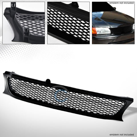 MATTE BLACK TR MESH FRONT HOOD BUMPER GRILL GRILLE COVER ABS 95-97 TOYOTA TERCEL