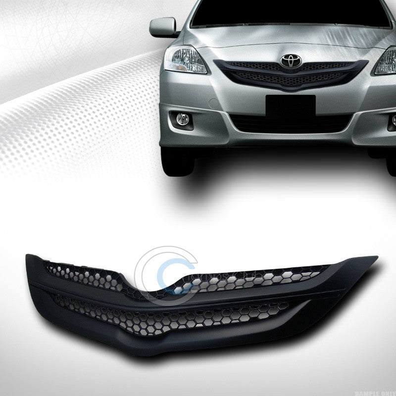 BLK HONEYCOMB MESH FRONT BUMPER GRILL GRILLE COVER ABS 07-09 YARIS 4D 4DR SEDAN