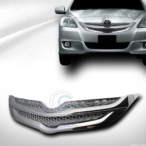 CHROME HONEYCOMB MESH FRONT BUMPER GRILL GRILLE COVER 07-09 YARIS 4D 4DR SEDAN