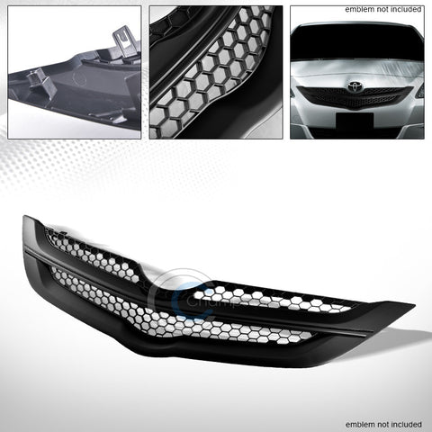 MATTE BLK HONEYCOMB MESH FRONT HOOD BUMPER GRILL GRILLE 07-09 YARIS 4D/4DR/SEDAN