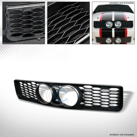 BLK HONEYCOMB MESH HOOD BUMPER GRILL GRILLE+FOG LIGHTS HOLE 2005-2009 MUSTANG GT