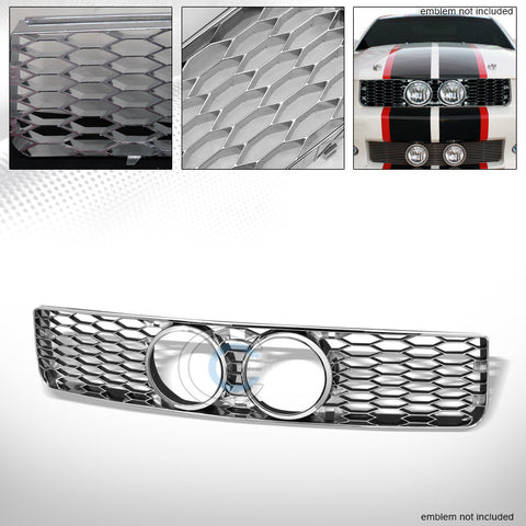 CHROME HONEYCOMB MESH FRONT GRILL GRILLE W/FOG LIGHTS HOLE 2005-2009 MUSTANG GT