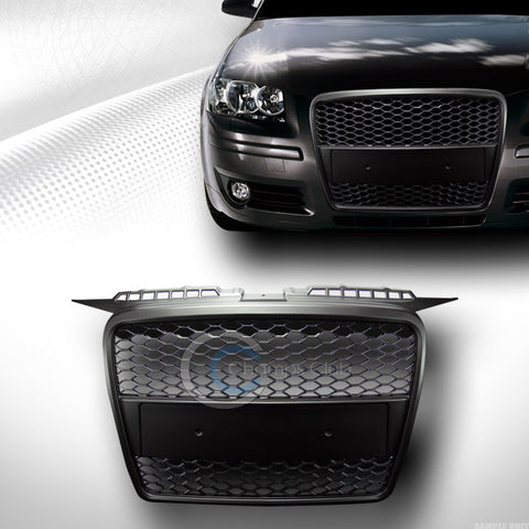 BLK SPORT HONEYCOMB MESH FRONT HOOD BUMPER GRILL GRILLE ABS 2006-2008 AUDI A3 8P