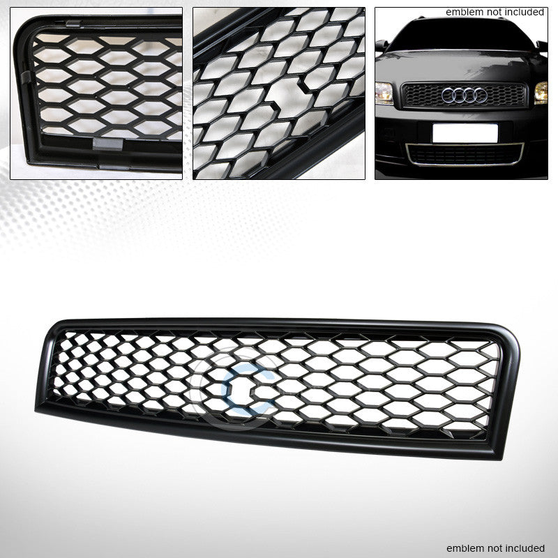 MATTE BLK R-STYLE HONEYCOMB MESH FRONT HOOD BUMPER GRILL GRILLE 02-05 AUDI A4 B6