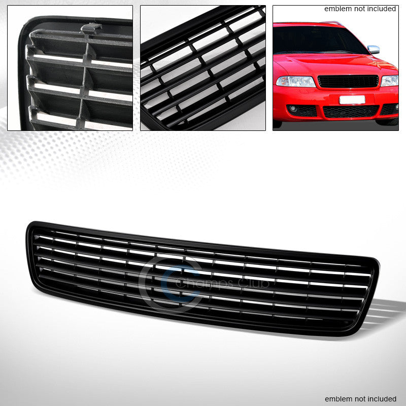 MATTE BLK HORIZONTAL FRONT HOOD BUMPER GRILL GRILLE COVER 96-01/02 AUDI A4/S4 B5