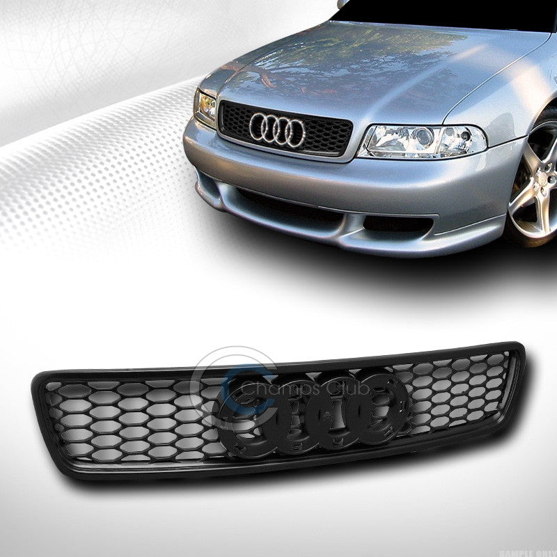 BLK R SPORT MESH FRONT GRILL GRILLE W/LOGO EMBLEM BASE ABS 96-01 02 AUDI A4 B5