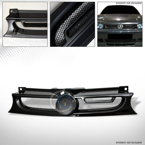 BLACK AB-T STYLE ALUMINUM MESH FRONT HOOD BUMPER GRILL GRILLE 99-06 VW GOLF MK4