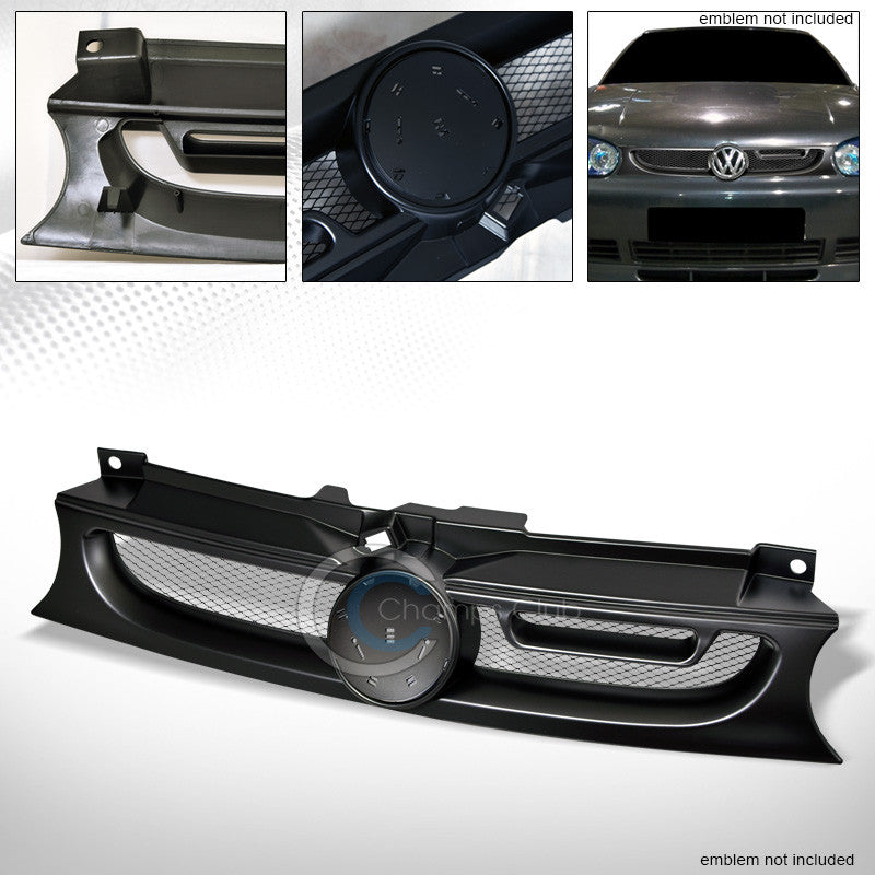 MATTE BLACK AB-T ALUMINUM MESH FRONT HOOD BUMPER GRILL GRILLE 99-06 VW GOLF MK4