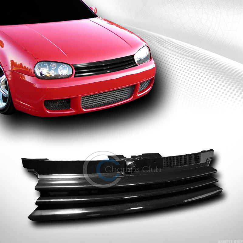 BLK HORIZONTAL BADGELESS FRONT HOOD GRILL GRILLE w/CAP 1999-2005 VW MK4 GOLF GTI