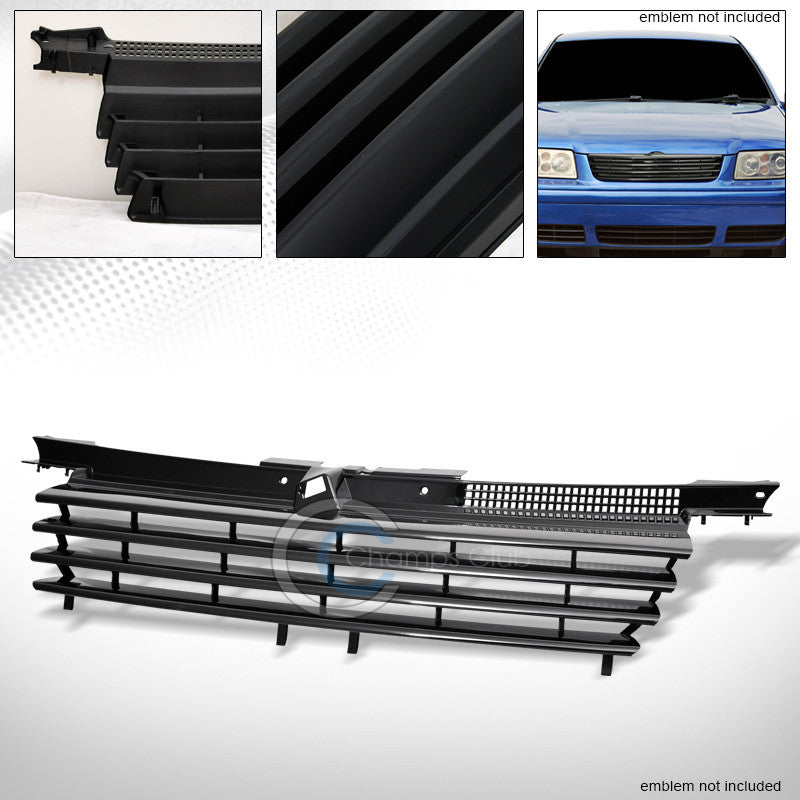 BLK HORIZONTAL BADGELESS FRONT HOOD BUMPER GRILL GRILLE 1999-2005 VW JETTA 4 MK4