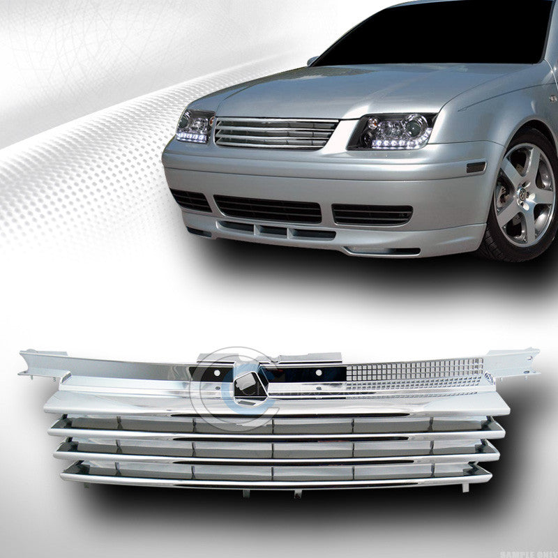 CHROME HORIZONTAL BADGELESS FRONT HOOD BUMPER GRILL GRILLE 1999-2005 JETTA MK4