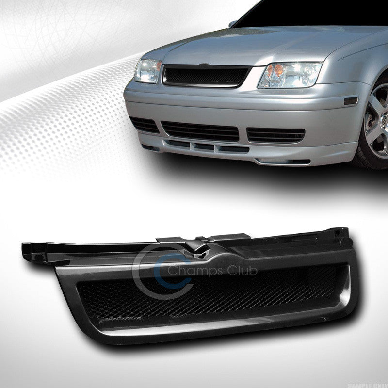 BLK ALUMINUM MESH BADGELESS FRONT HOOD BUMPER GRILL GRILLE 1999-2005 JETTA 4 MK4