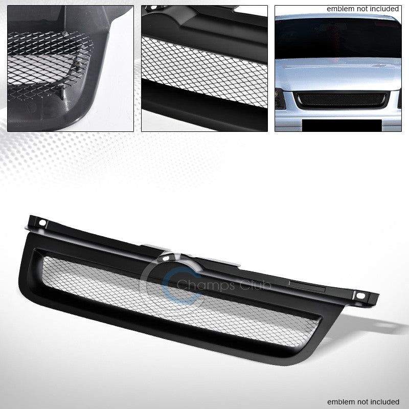 MATTE BK ALUMINUM MESH FRONT HOOD BUMPER GRILL GRILLE COVER 99-05 JETTA/BORA MK4