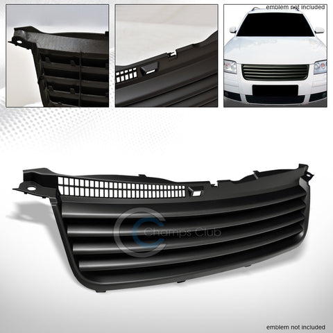 MATTE BLACK HORIZONTAL FRONT HOOD BUMPER GRILL GRILLE COVER 01-05 VW PASSAT B5.5