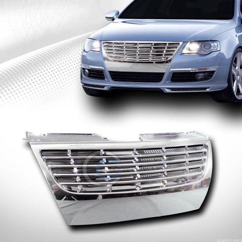 CHROME HORIZONTAL FRONT HOOD BUMPER GRILL GRILLE PANEL COVER ABS 06-10 PASSAT B6