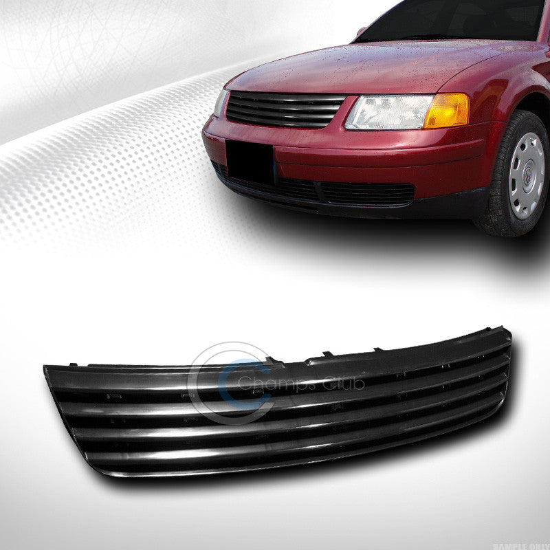 FOR 98-01 VW PASSAT B5 EURO BLK FRONT BUMPER UPPER BADGELESS SPORT GRILL GRILLE