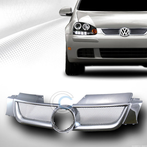 CHROME ALUMINUM MESH FRONT HOOD BUMPER GRILL GRILLE 2006-2009 VW GOLF RABBIT MK5