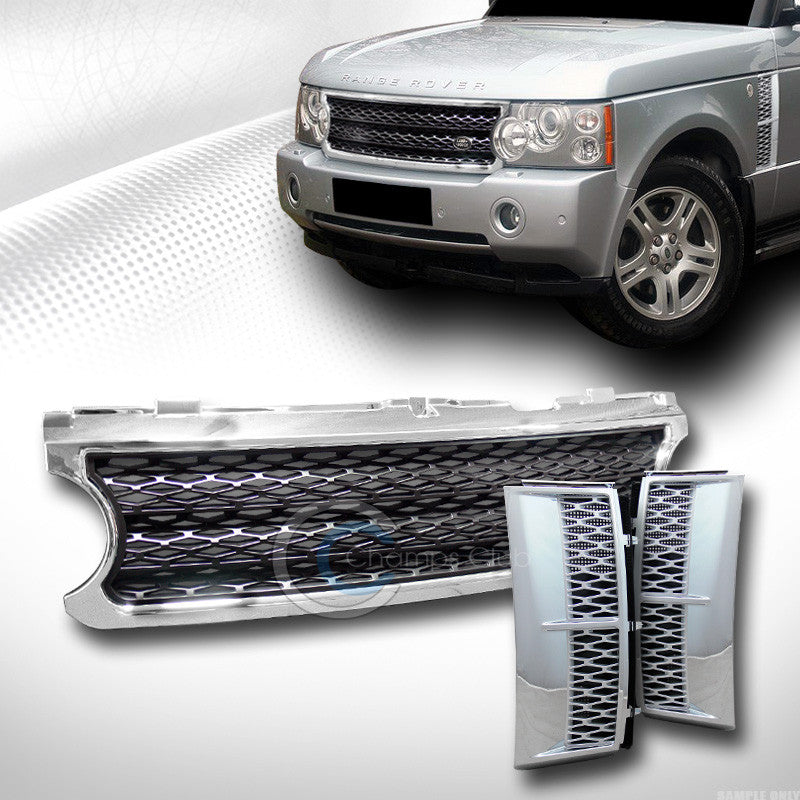 CHROME/BLACK MESH BUMPER GRILL GRILLE+FENDER VENT SL 2006-2009 LAND RANGE ROVER