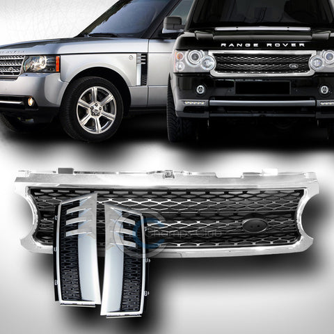 CHROME/BLK MESH BUMPER GRILL GRILLE+HONEYCOMB FENDER VENT 2006-2009 RANGE ROVER