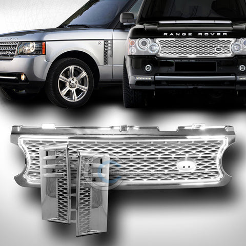 CHROME/SILVER MESH HOOD GRILL GRILLE+HONEYCOMB FENDER VENT 2006-2009 RANGE ROVER
