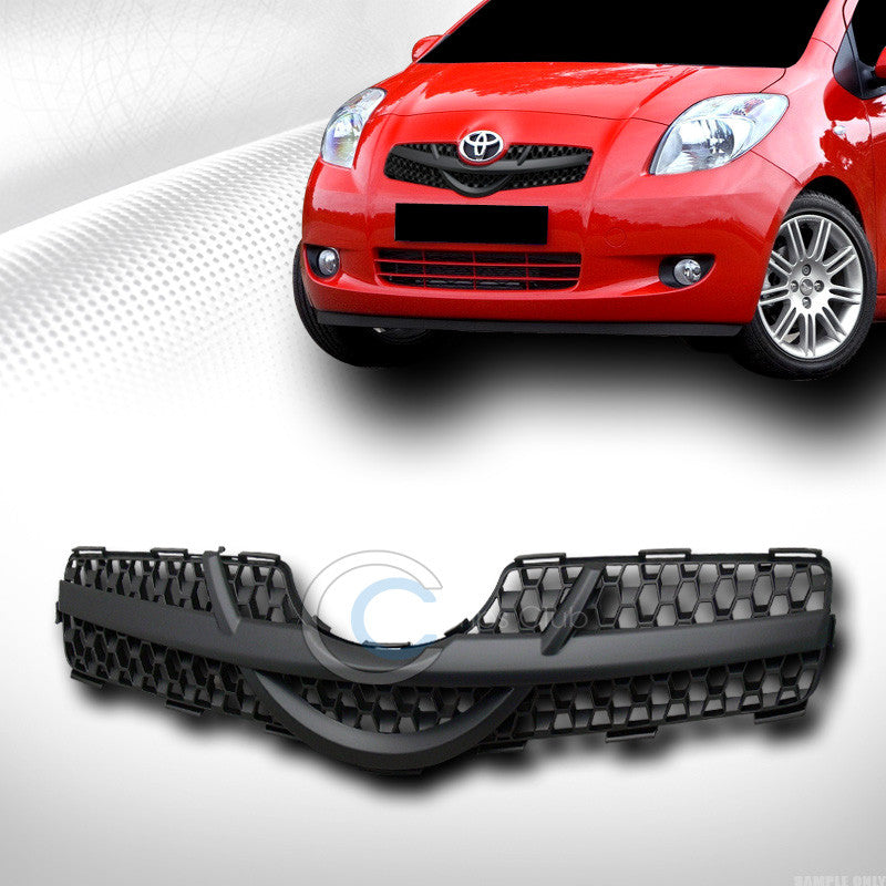 BLK SPORT MESH FRONT HOOD BUMPER GRILL GRILLE COVER 06-08 TOYOTA YARIS HATCHBACK