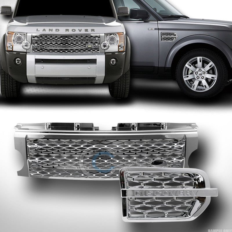 CHROME MESH BUMPER GRILL GRILLE W/FENDER VENT 2005-2009 LAND ROVER DISCOVERY LR3