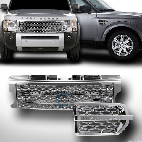 CHROME MESH BUMPER GRILL GRILLE W/FENDER VENT 2005-2009 LAND ROVER DISCOVERY LR3