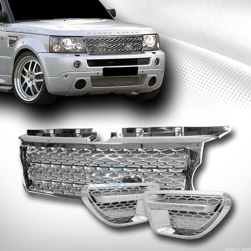 CHROME MESH BUMPER GRILL GRILLE+FENDER VENT SL 2006-2009 LAND RANGE ROVER SPORT