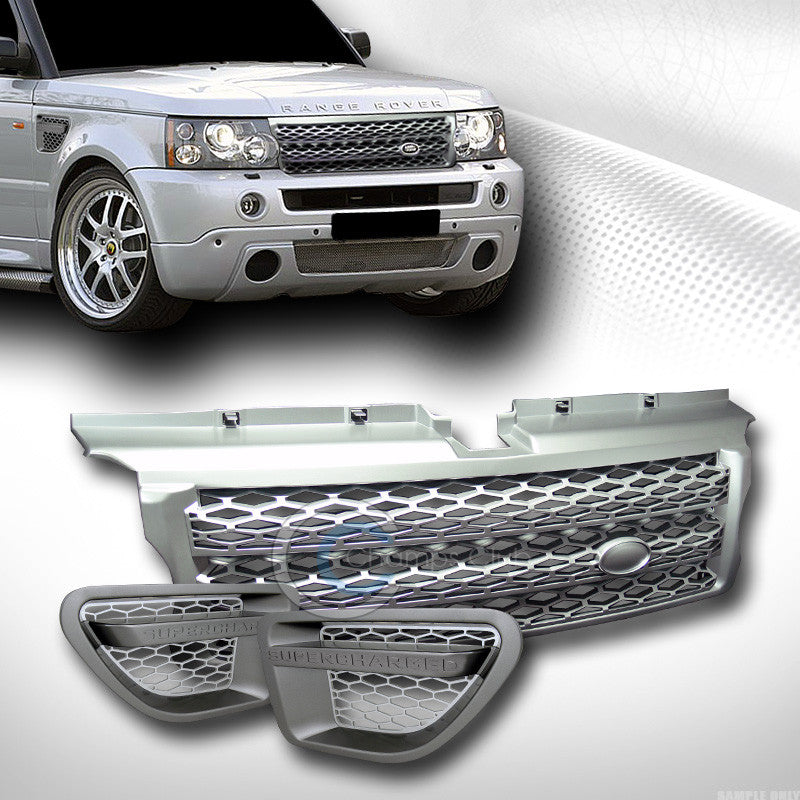 SILVER MESH BUMPER GRILL GRILLE+FENDER VENT GY 2006-2009 LAND RANGE ROVER SPORT