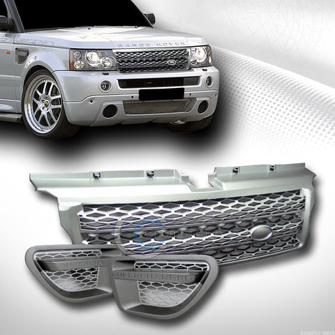 SILVER MESH BUMPER GRILL GRILLE+FENDER VENT GY 2006-2009 LAND RANGE ROVER SPORT