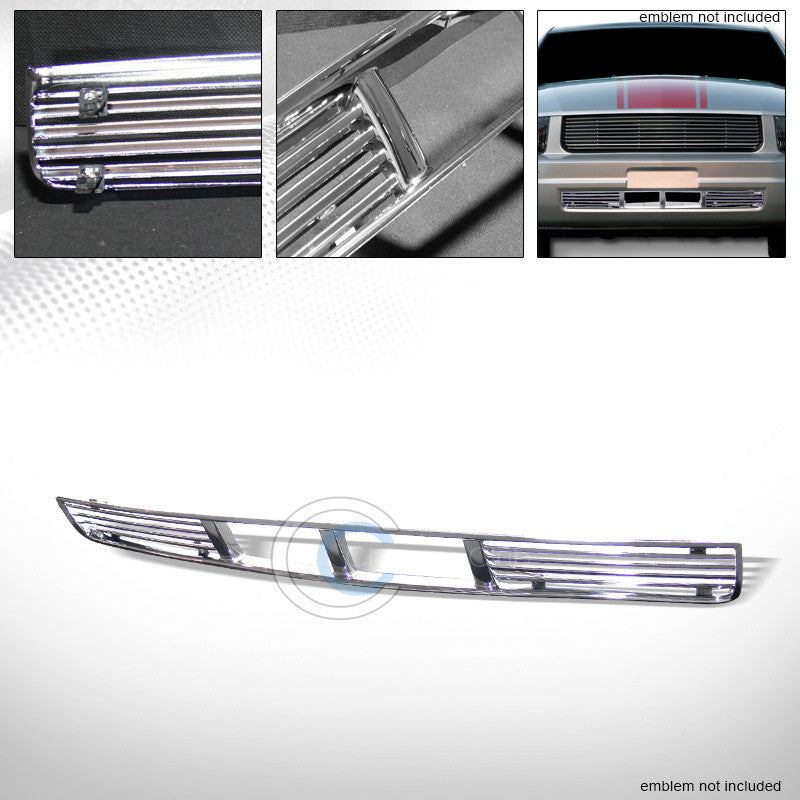 CHROME HORIZONTAL GT-TYPE FRONT LOWER BUMPER GRILL GRILLE COVER 05-09 MUSTANG V6