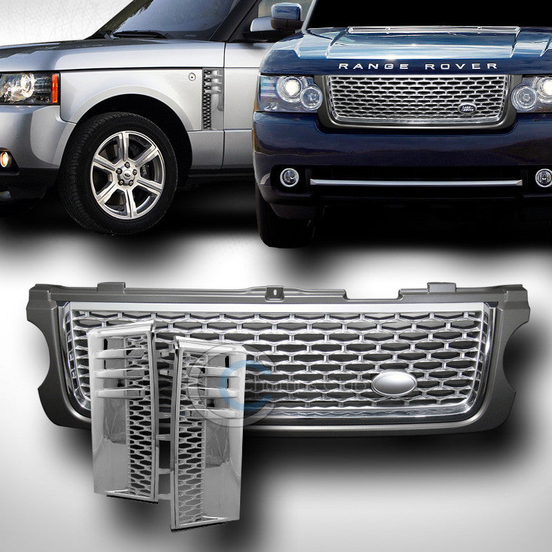 GREY/SILVER MESH BUMPER GRILL GRILLE W/SIDE FENDER VENT CS 2010-2012 RANGE ROVER