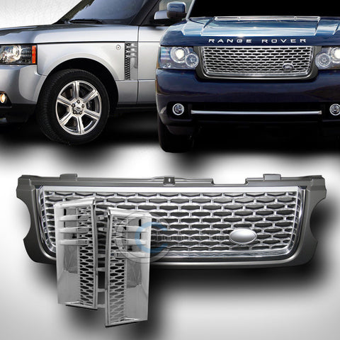 GREY/SILVER MESH BUMPER GRILL GRILLE W/SIDE FENDER VENT CS 2010-2012 RANGE ROVER