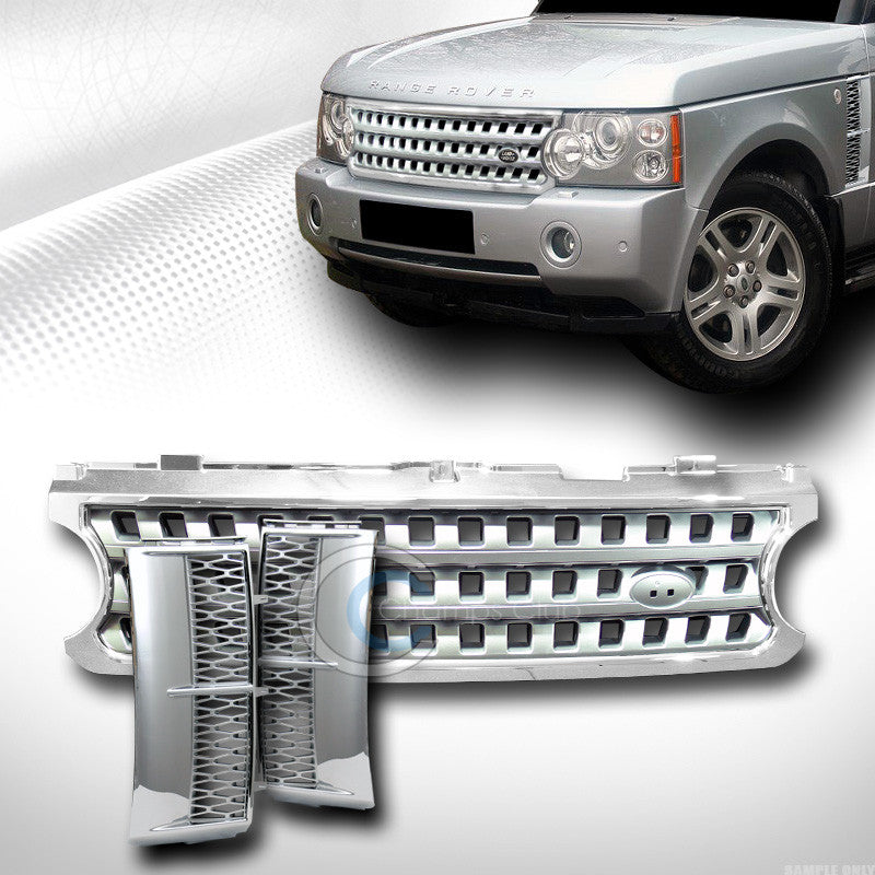 CHROME SILVER ML MESH BUMPER GRILL GRILLE+SIDE FENDER VENT 2006-2009 RANGE ROVER
