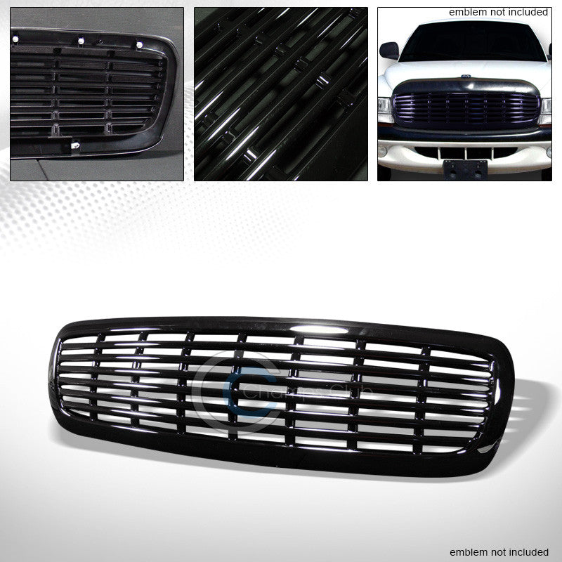 BLACK HORIZONTAL BILLET FRONT HOOD BUMPER GRILL GRILLE ABS 97-04 DAKOTA/DURANGO